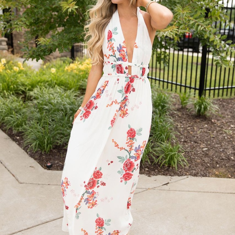 nwt white floral maxi dress